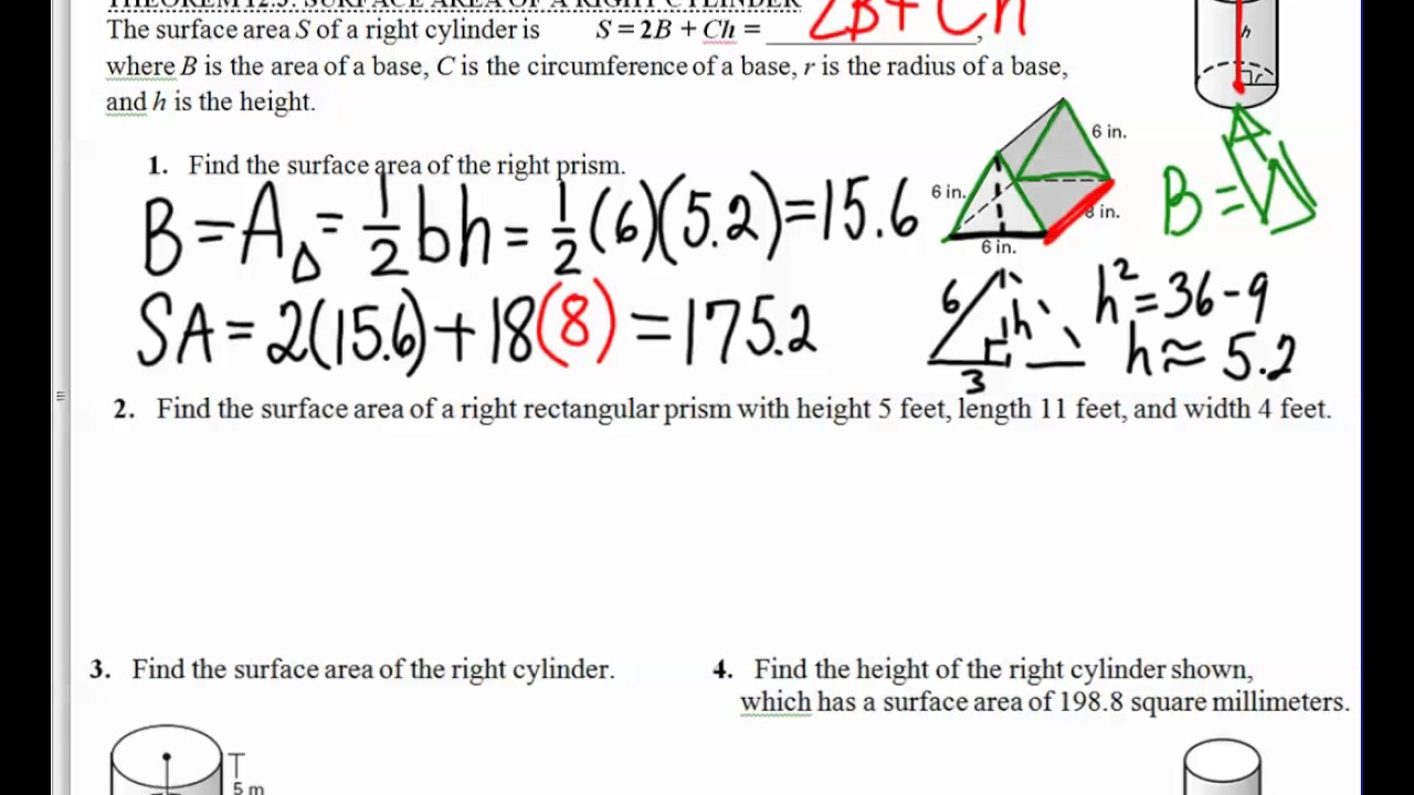 Geometry Notes Surface Area and Volume - YouTube