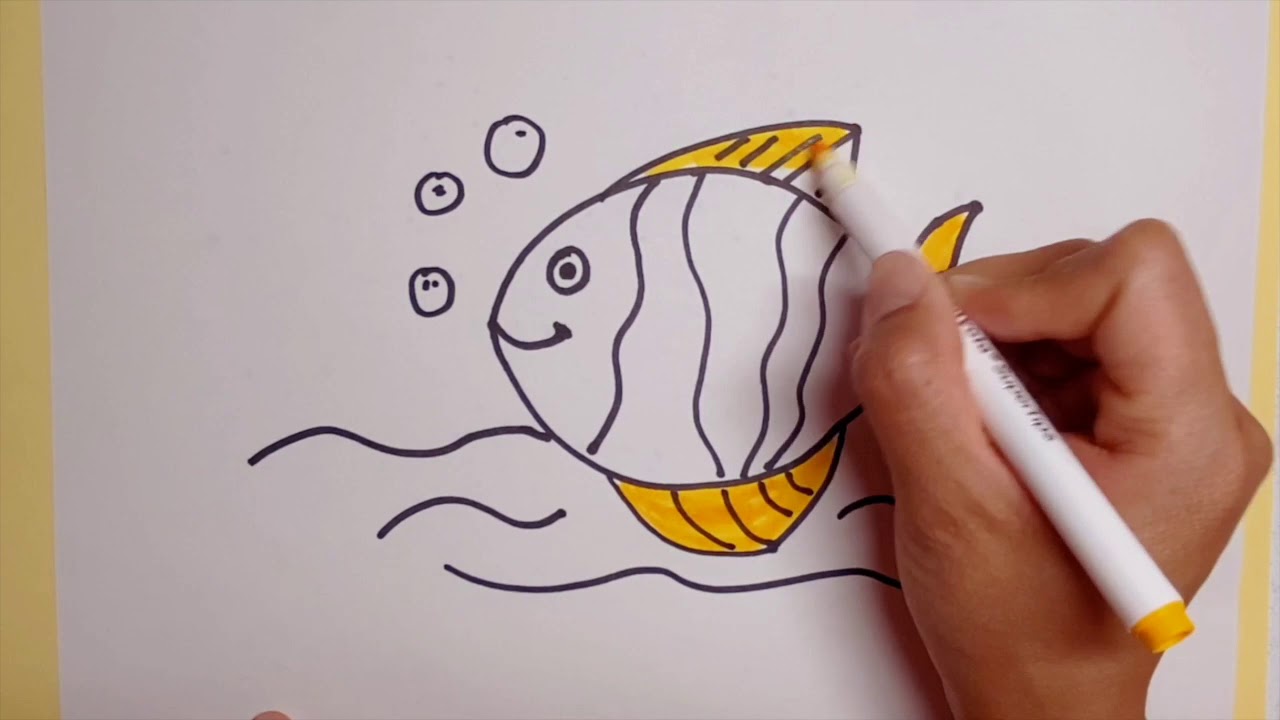 儿童简笔画//动物篇-热带鱼//Kids drawing//How to draw a cute fish! - YouTube