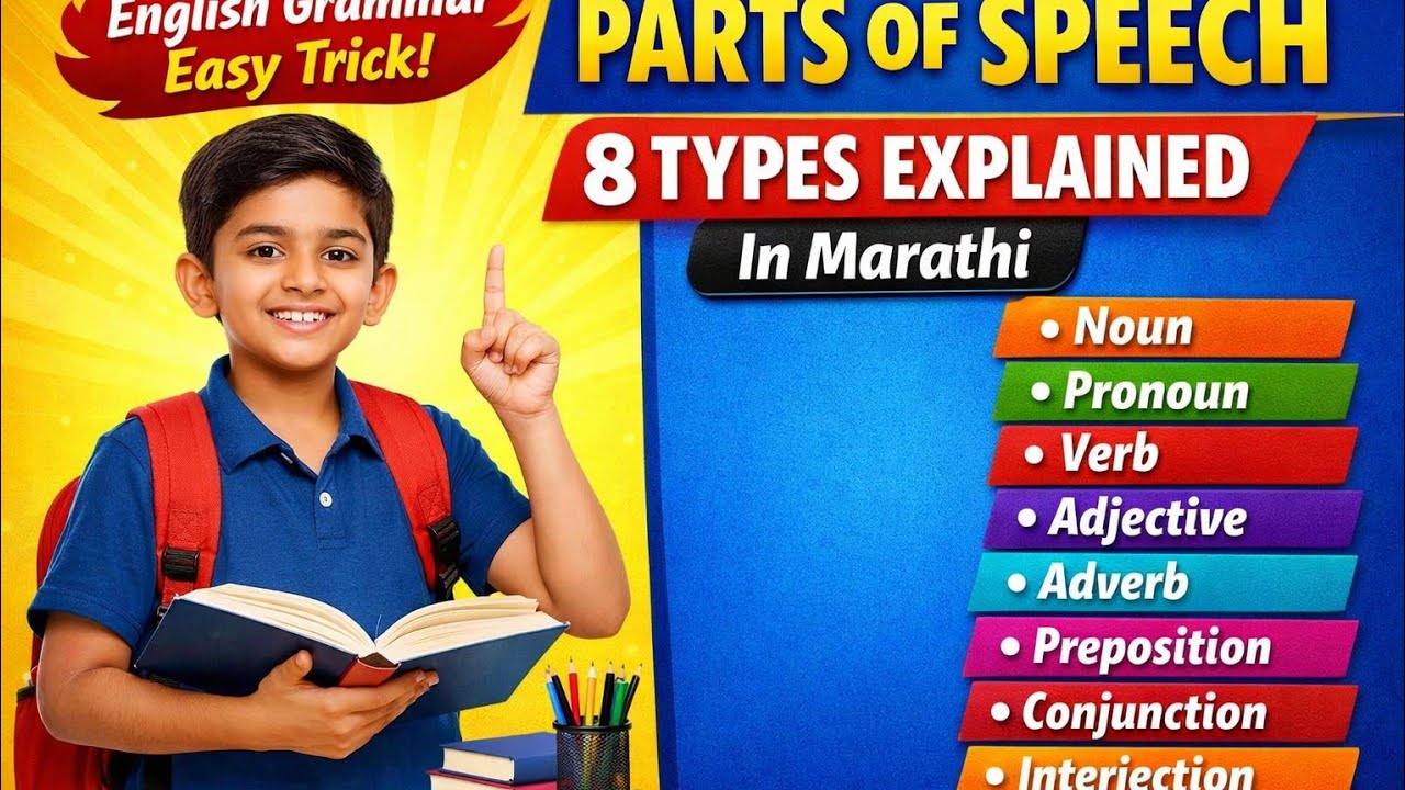Parts of Speech in English | 8 Parts of Speech Explained in Marathi | English Grammar Basics