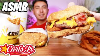ASMR CARLS JR | FAMOUS STAR   DOUBLE WESTERN BACON CHEESEBURGER   ONION RINGS | REAL EATING SOUNDS