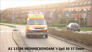 A1 AMBULANCE 13-196 NAAR DEEN SUPERMARKTEN MONNICKENDAM