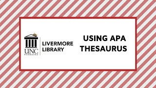 Using APA Thesaurus of Psychological Index Terms