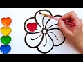 Coloring pages for kids rainbow flower drawing painting for toddlers
