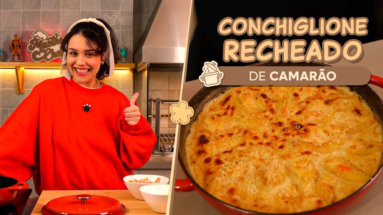 Conchiglione Recheado com Camarão - Maethe Chef