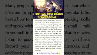 🔥How to improve English speaking skills #shorts #learnenglish #englishspeaking