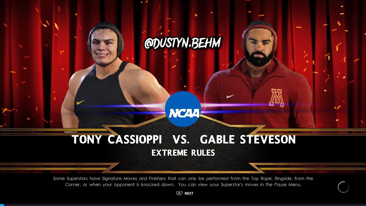 NCAA College Wrestling Video Game Gable Steveson Minnesota vs Tony