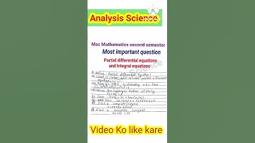 Most important question l Partial differential equations and Integral equations l MSc mathematics