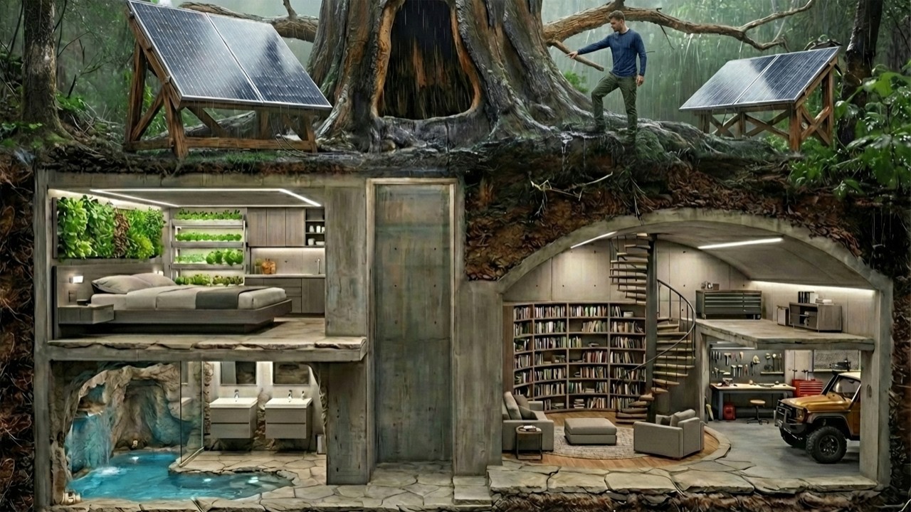 No One Knew It Existed! This Man Secretly Built a Hidden Room Behind a Waterfall (Full Build | ASMR)