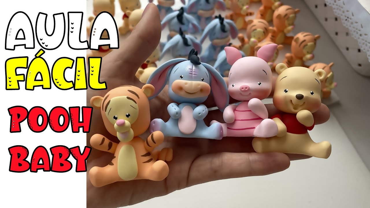 URSINHO Pooh baby fofinho SUPER FÁCIL! Aula de biscuit passo a passo INICIANTE SEM MOLDE