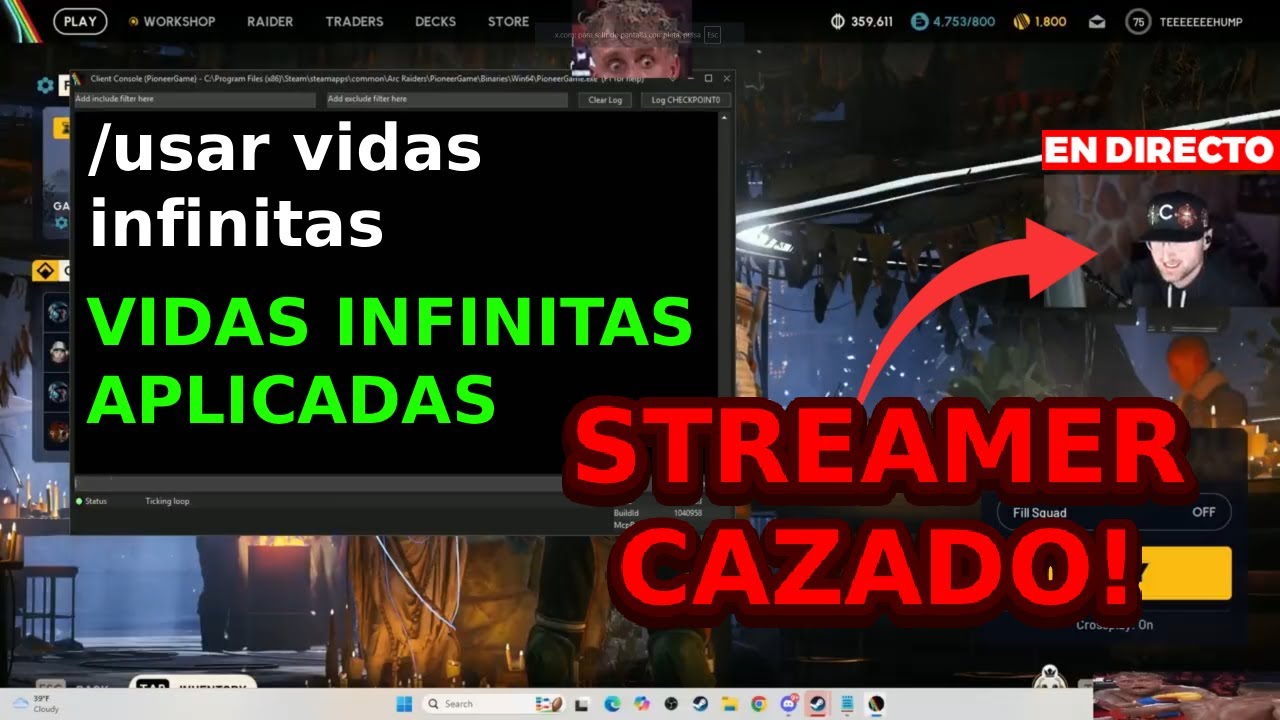 ESTE STREAMER USABA VIDAS INFINITAS EN DIRECTO EN ARC RAIDERS…