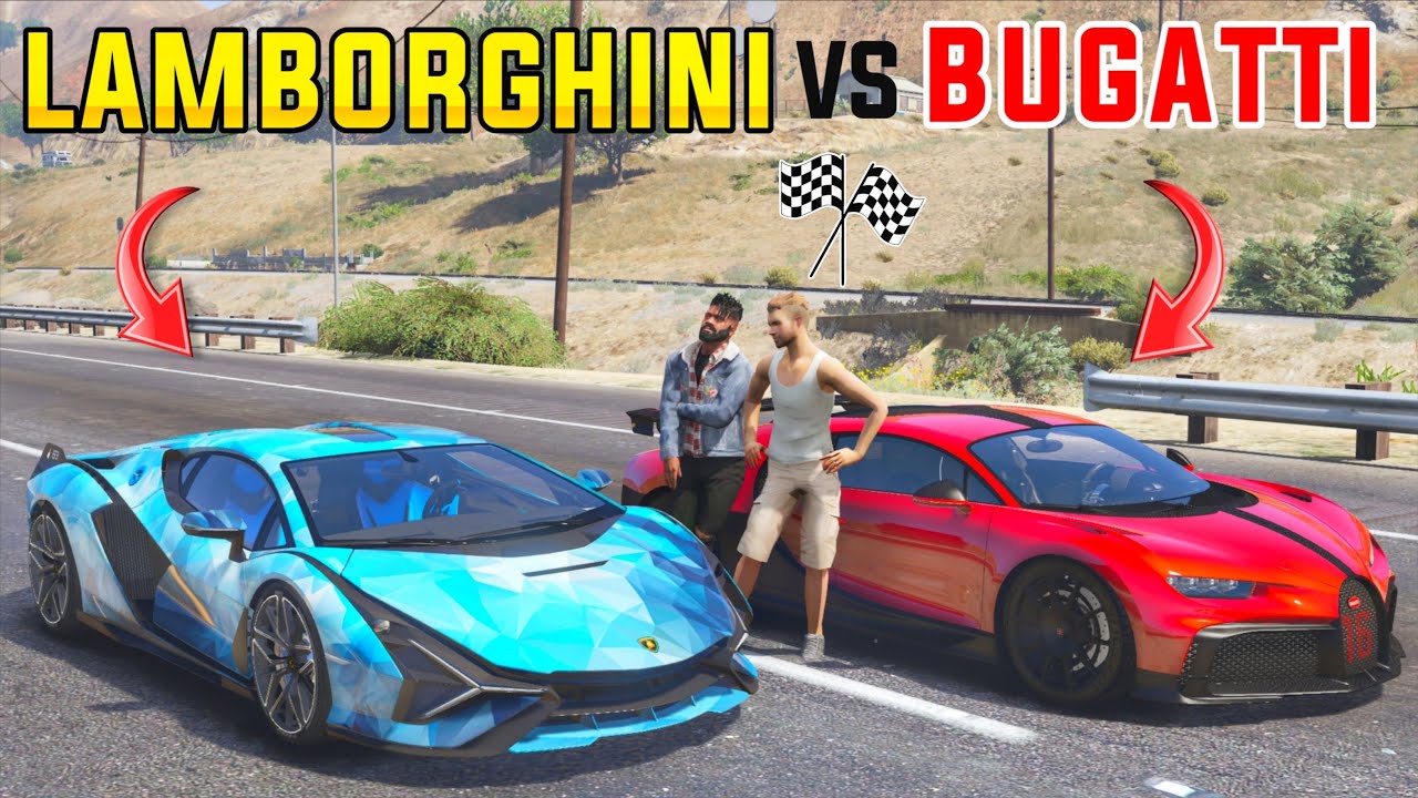 Lamborghini Sian Vs Buggati Super Car Race In Gta 5 | Adam Vs Franklin | Gta 5 In Telugu #222