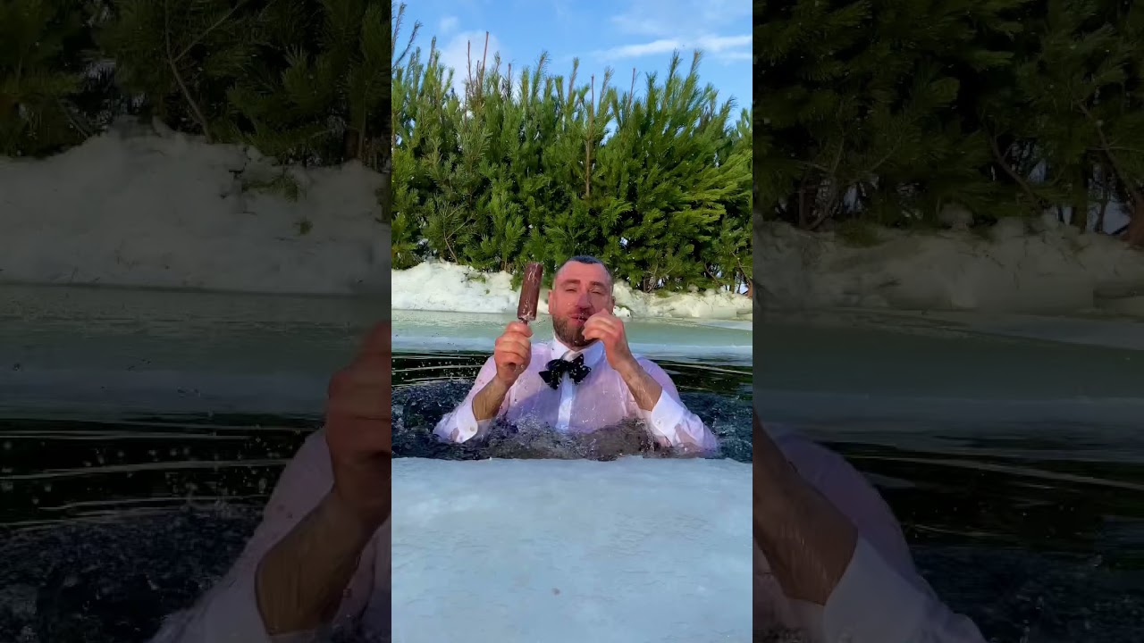 Челлендж еда в проруби