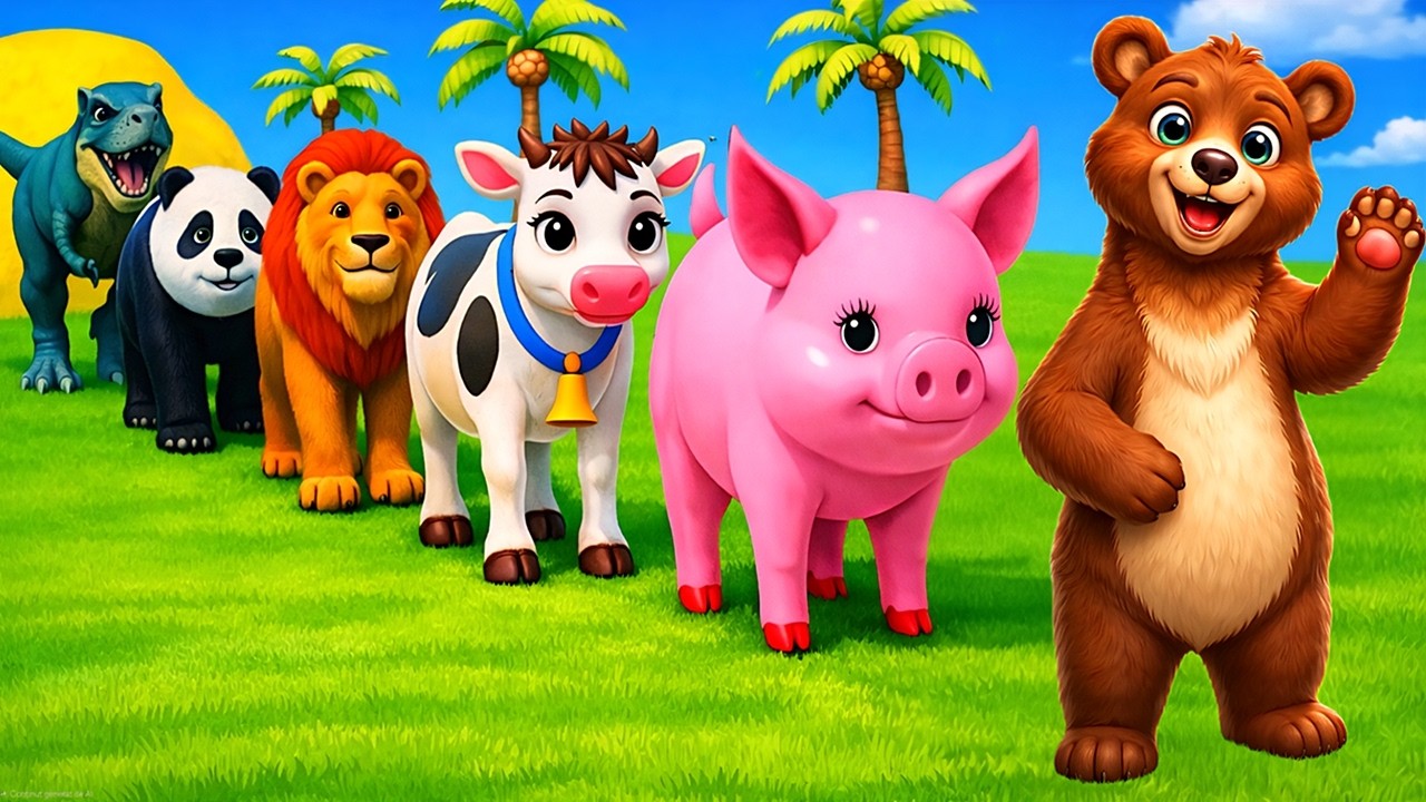 Long Slide Game With Cow Elephant Gorilla Hippopotamus Tiger 3d Animal Game Funny 3d Animals