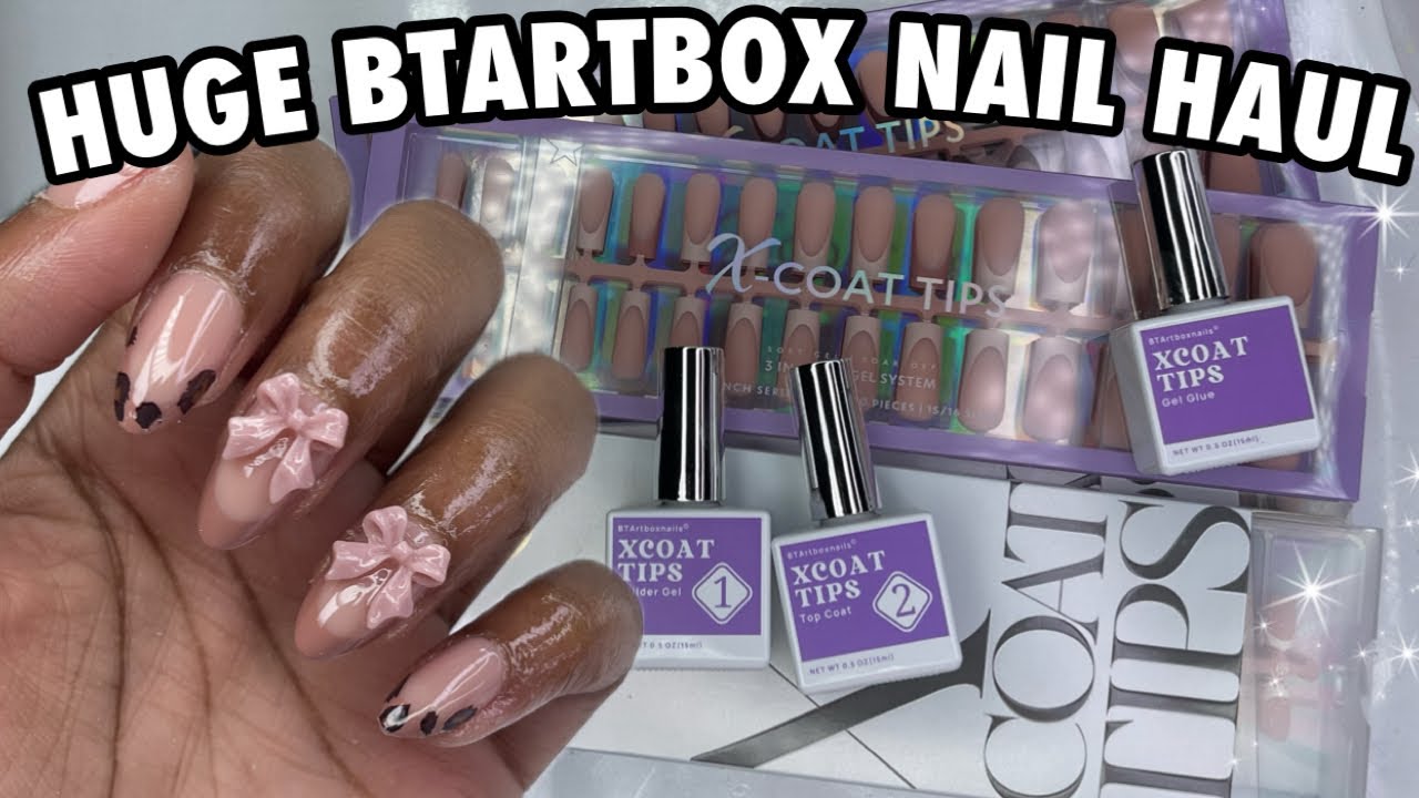 BTARTBOX Nail Haul | Fall Peach Pastel X-Coat Nails | Animal Print Bow Nails | Soft Gel X Nails