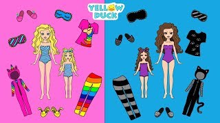 PAJAMA PARTY FOR PAPER DOLLS & DRAWING NEW CLOTHES AND PLAYING WITH DOLLS