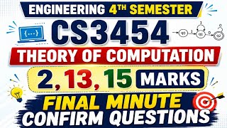 CS3454 Theory of Computation Final Minute Confirm Questions 2026🔥 | Important 2,13,15 Marks | 2026