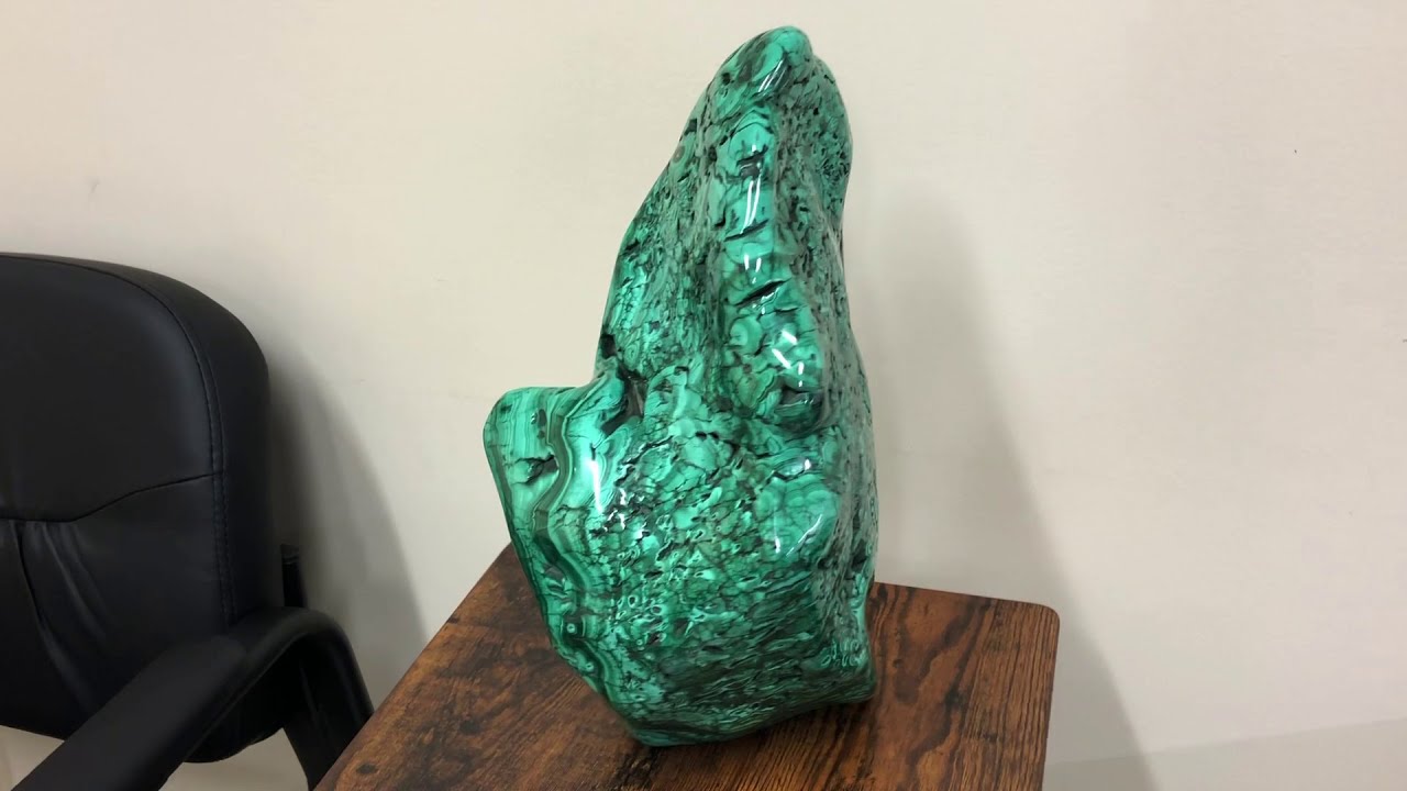 13" Flowery, Polished Malachite Specimen (37 lbs) - Specimen 