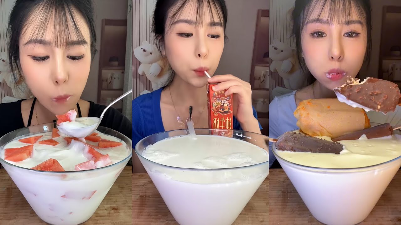 ASMR MUKBANG - BOWL OF YOGHURT WITH FRUITS, ICECREAM