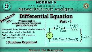 9 Differential Equations 1 Problem Part - 1 Explained Module 3 | Network Analysis 3rd Sem ECE VTU