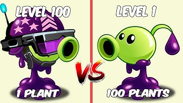 All Plants Level 1 x100 Vs 1 Plant Level 100 Vs 10 Zombies Level 10 - PvZ 2 Challenge