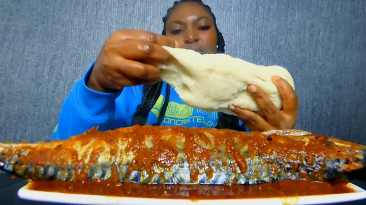 Asmr mukbang delicious spicy fish pepper soup with fufu