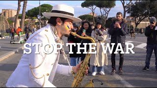 Imagine - John Lennon (Stop The War) 🇷🇺❤🇺🇦 Street Sax Performance In Rome