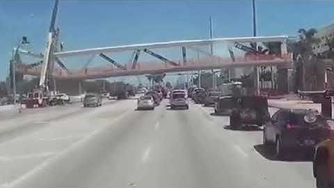 Miami bridge collapse in real time video.