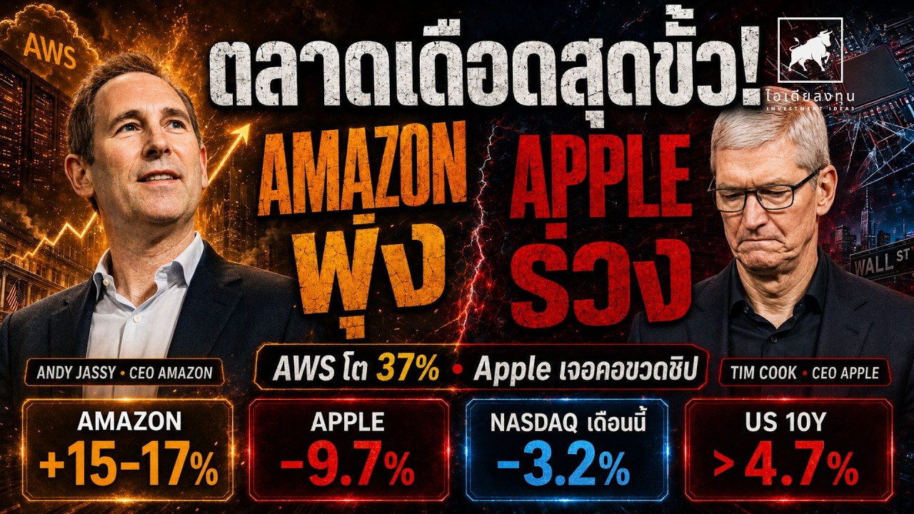 ⁣ตลาดหุ้นสหรัฐฯ เดือด! Amazon พุ่ง 17% Apple ร่วง 9 7% | กองทุน AI แตก #ไอเดียลงทุน