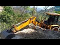 Hilly Narrow Rough Road-Backhoe Loader-Cutting Hill-Clearing Dirt