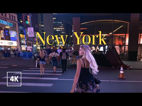New York, الولايات المتحدة | Midtown Manhattan NYC | جولة ليلية في المدينة 4K