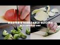 How to SLICE 5 Vegetables Japanese chef Style: Tomatoes, Avocados, Cucumbers, Onions, and Potatoes