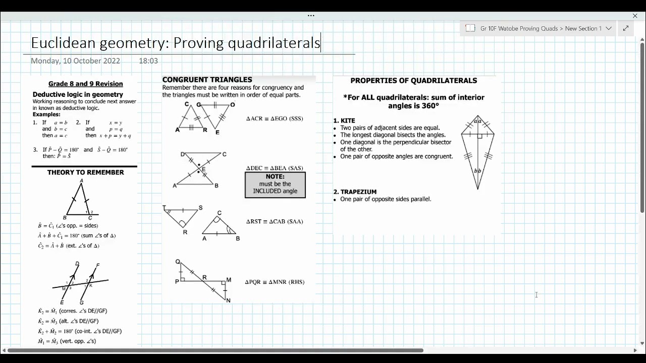 Properties Of Quadrilaterals Grade 10