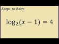 log2(x-1) = 4 Solving logarithm problem by Hand