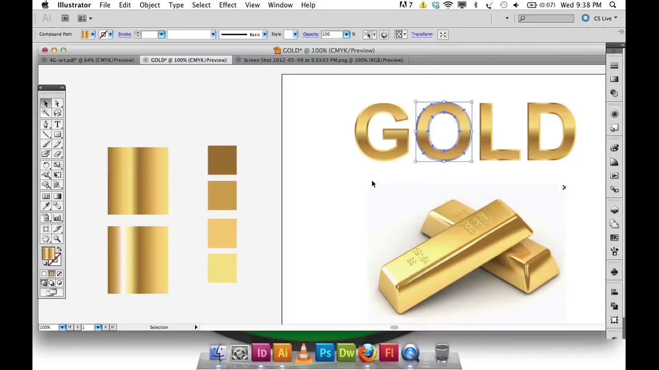 Adobe Illustrator Gradient Gold Text And Logo Illustrator Tutorial Gradient Illustrator Illustrator Tutorials Gold Text