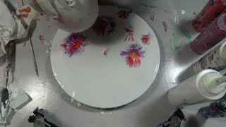 (234) Lotus flower - Paint a flower with a glove - Balloon dip technique - Acrylic pouring tutorial