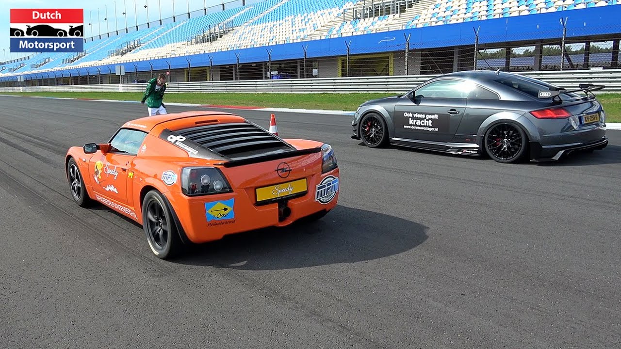 400HP Opel Speedster Turbo vs 660HP TTRS vs 500HP Macan Turbo vs 500HP RS3 - Drag Race!