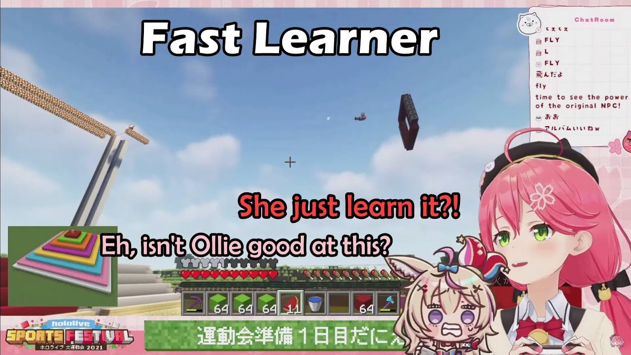 Miko and Polka Are Impressed With Ollie's Flying Skill With Elytra【Hololive English Sub】