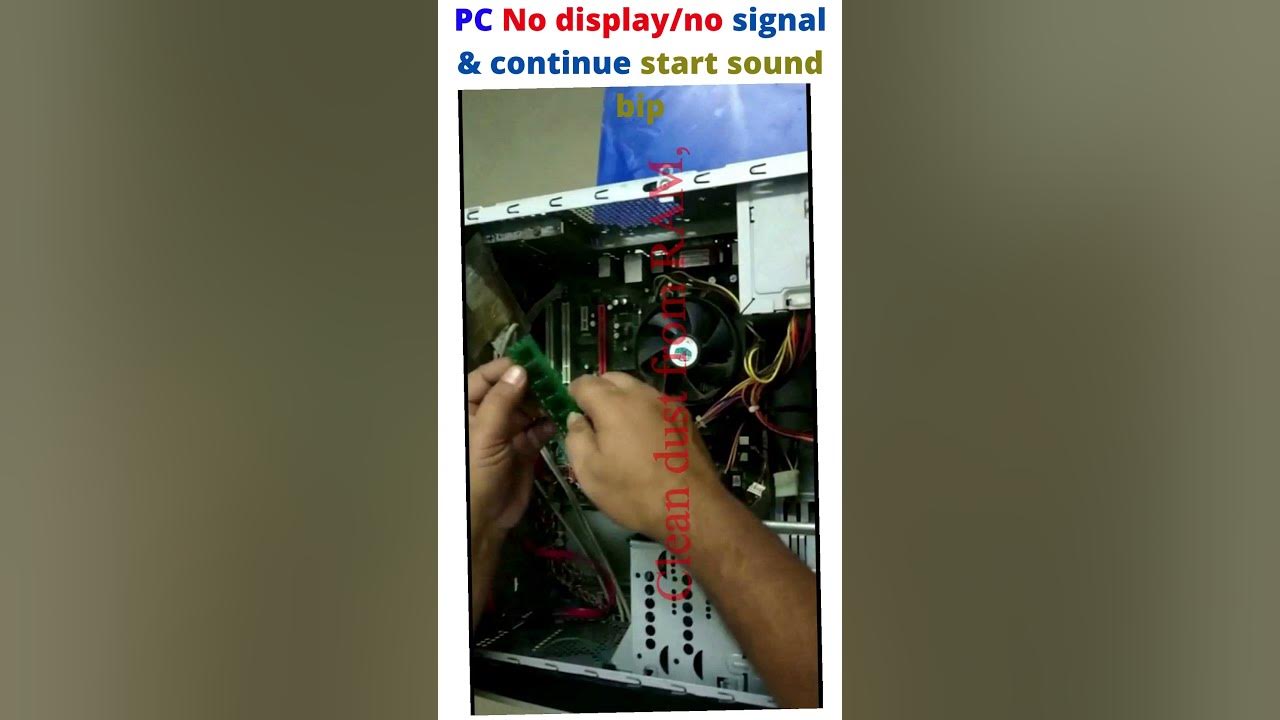 Computer turns on but no display no signal continuous long beep on