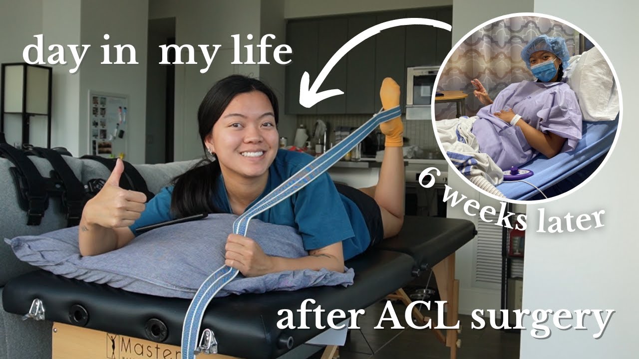 day in my life after ACL surgery | 6 wks post op (exercises, routine ...
