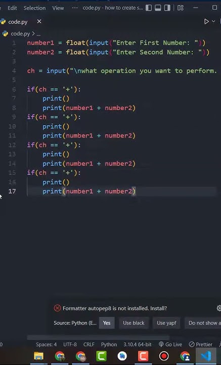 How To Create Simple Calculator in Python - #Shorts - YouTube