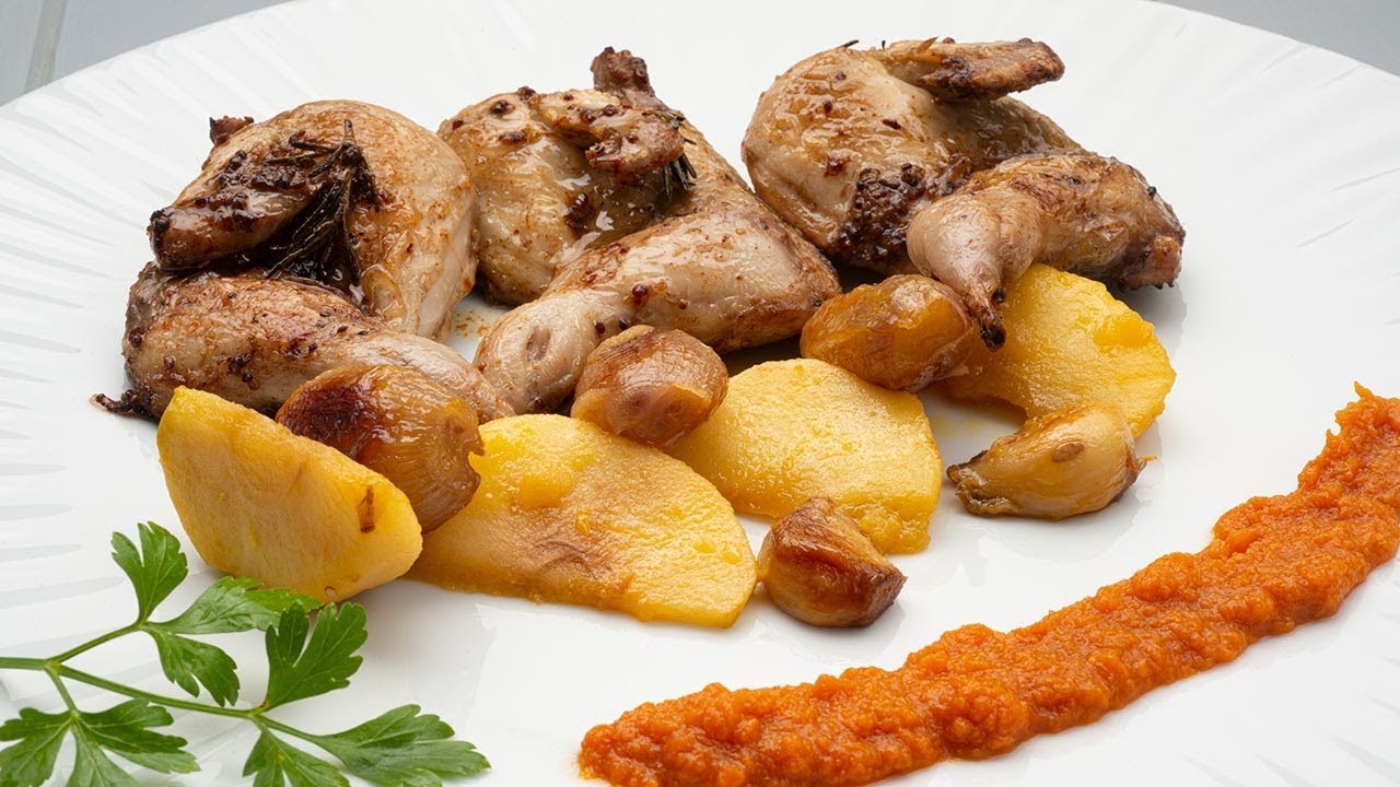 Codornices asadas con manzanas y chalotas - Cocina Abierta de Karlos Arguiñano
