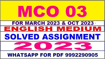 mco 3 solved assignment 2023 | mco 3 solved assignment in english 2022-2023 | mco 3 2023