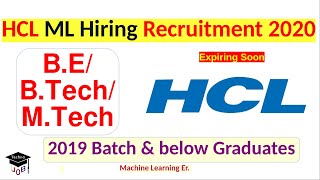 HCL Recruitment Drive 2020 | BE/BTech/MTech | HCL Placement Drive | ML Engineer Hiring Challenge