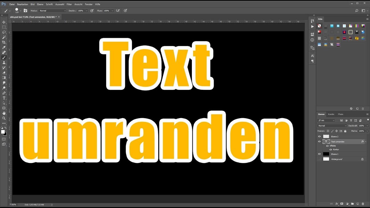 Text Umranden In Photoshop Kontur Tutorial Einfach Erklart Youtube