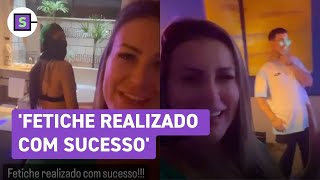 Andressa Urach coloca o filho pra gravá-la em motel com outra mulher: 'Morena gostosa'