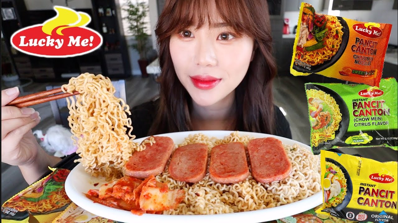 Lucky Me Pancit Canton Filipino Food Mukbang Noodle Packs Kalamansi Sweet Spicy