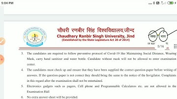 crsu University jind: UG course date sheet 2022/1st,3rd,5th semester Date sheet/ degree college