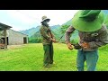 Daily life in the mountains - weeding around the farm yard with his wife. Ep.31