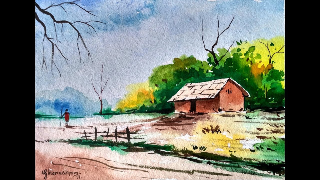 Simple Watercolor Landscape Painting - YouTube | Watercolor ...