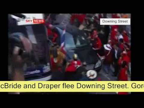 Gordon Brown, McBride and Draper flee Downing Street after their smear campaign